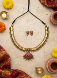 Devika- golden terracotto necklace set