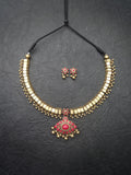 Devika- golden terracotto necklace set