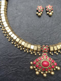 Devika- golden terracotto necklace set