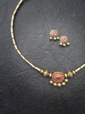 Thangamalar- golden terracotto necklace set