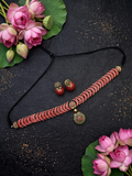 Scarlet Crescent Handcrafted Terracotta Choker Set
