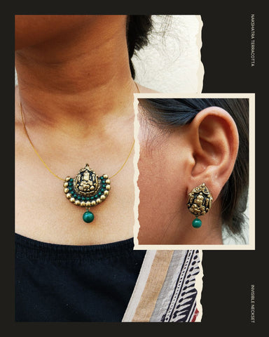 Minimal invisible Necklace & Stud Set