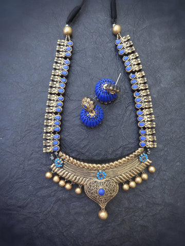 Royal Azure Statement Terracotta Necklace Set