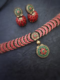 Scarlet Crescent Handcrafted Terracotta Choker Set