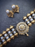 Elegant Handcrafted Terracotta Choker with Stud Earrings