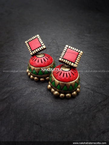Square stud Jhumka