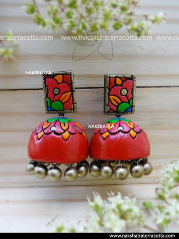 Red Mural jhumka