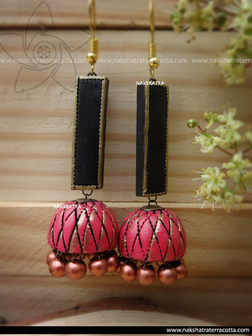 Rectangle black hook jhumka