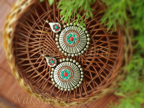 Terracotta antique gold earring