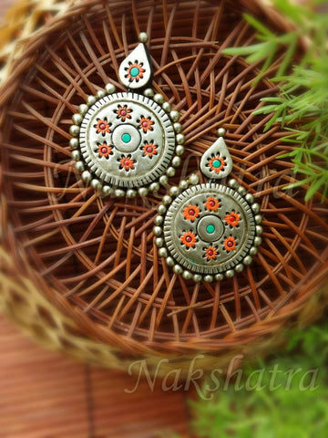 Terracotta antique gold earring