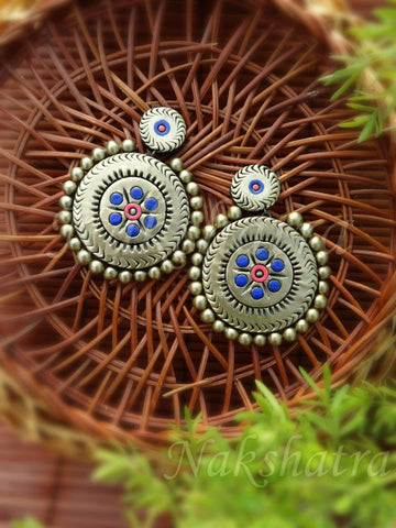 Terracotta antique gold earring