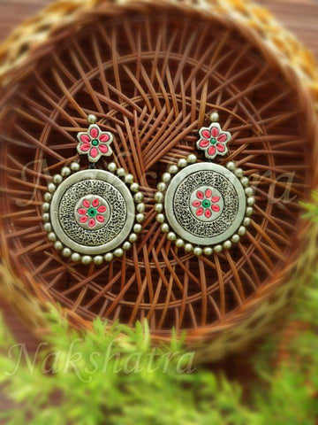 Terracotta antique gold earring