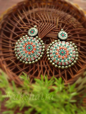 Terracotta antique gold earring