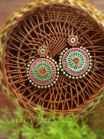 Terracotta antique gold earring