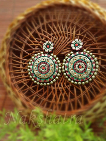 Terracotta antique gold earring
