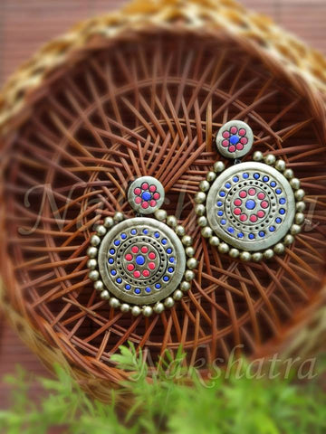 Terracotta antique gold earring