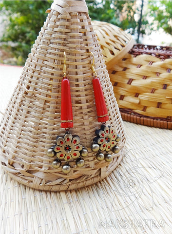 Terracotta hook drop earring