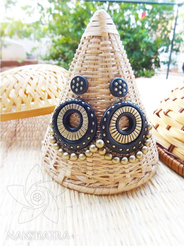 Terracotta Studded disc danglers