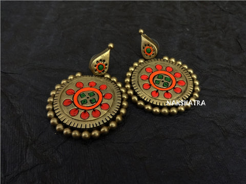 Terracotta antique gold earring