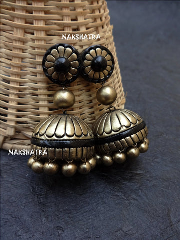 Terracotta Jhumkas Antique Maha Black