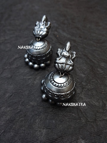 Terracotta Jhumkas Antique lakshmi 1 silver