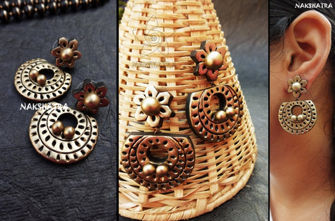 Terracotta antique gold earring