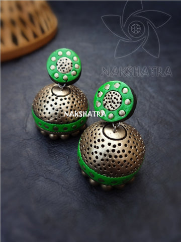 Golden dotted jhumkas