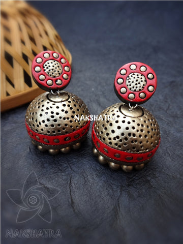 Golden dotted jhumkas