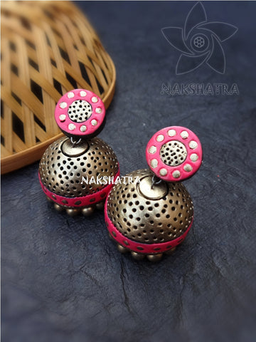 Golden dotted jhumkas